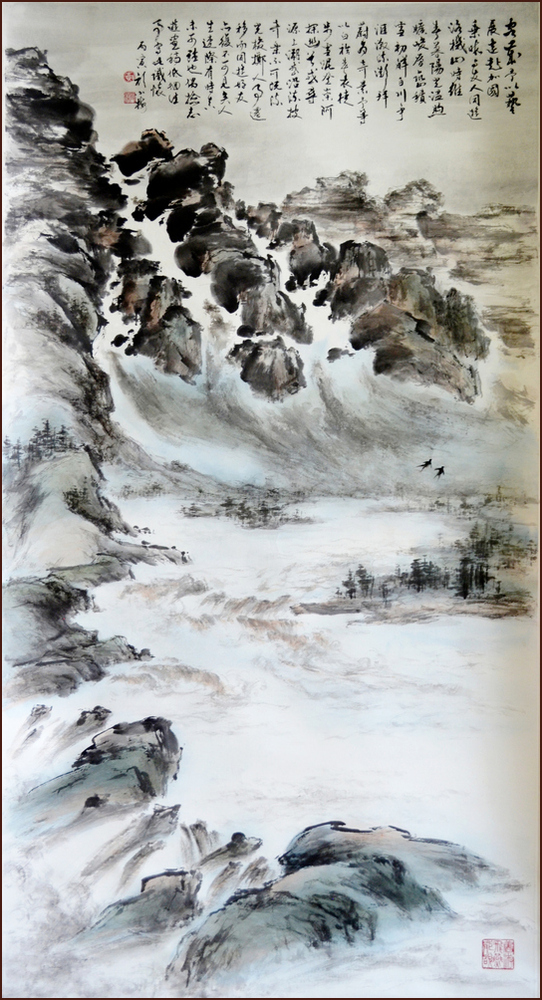 Paysages canadiens, Montagnes Rocheuses, Peinture chinoise par Ngan Siu-Mui