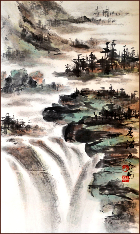 Montagnes Rocheuses, Canada ~ Flux de printemps, Peinture de paysage chinois de Ngan Siu-Mui