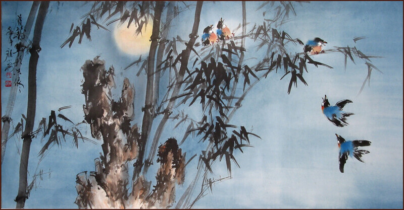 竹月圖, 顏小梅國畫, 嶺南畫派風格