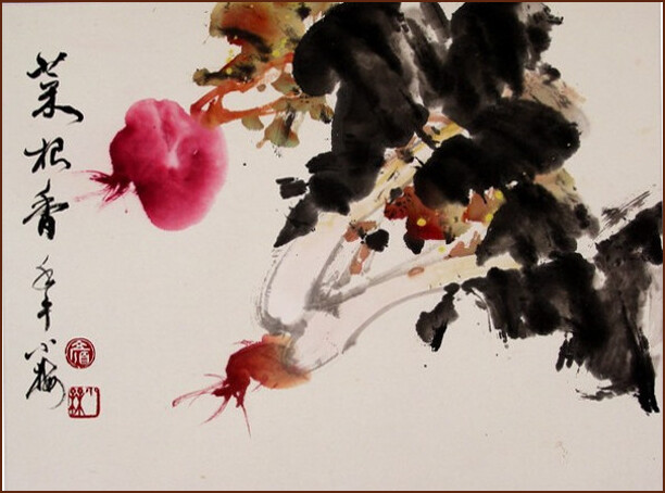 菜根香, 顏小梅國畫, 嶺南畫派風格