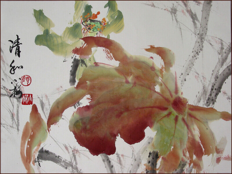 荷花, 顏小梅國畫,嶺南畫派風格