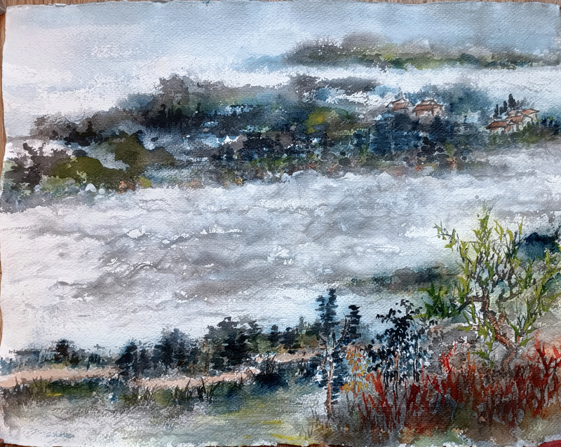 Park Rapides, LaSalle, Montreal, Chinese landscape Painting by Ngan Siu-Mui