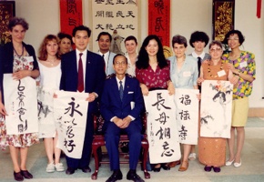 Members of the SCCT Delegation shoeing their calligraphies after demonstration